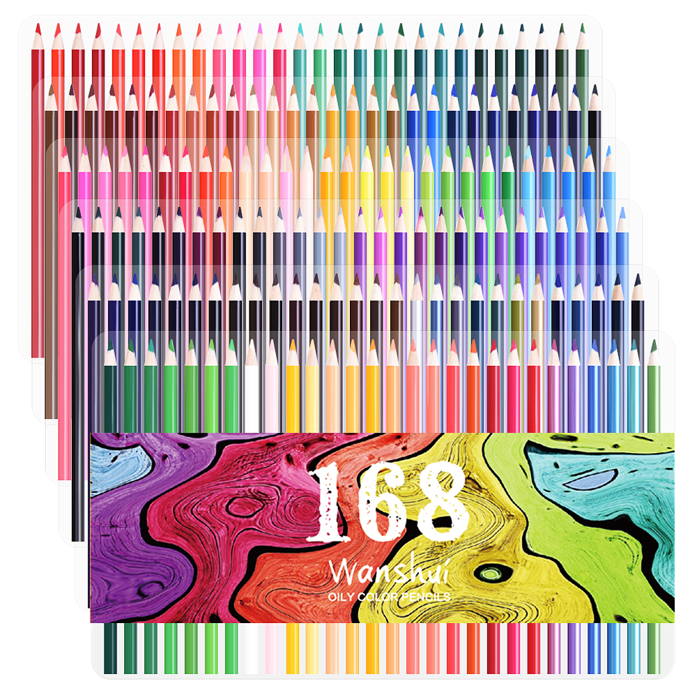168 색연필-12 개의 메탈릭 포함 168 개, 8 개의 형광, 생동감 넘치는 색상, 중복 없음, 아트 드로잉, 색연필